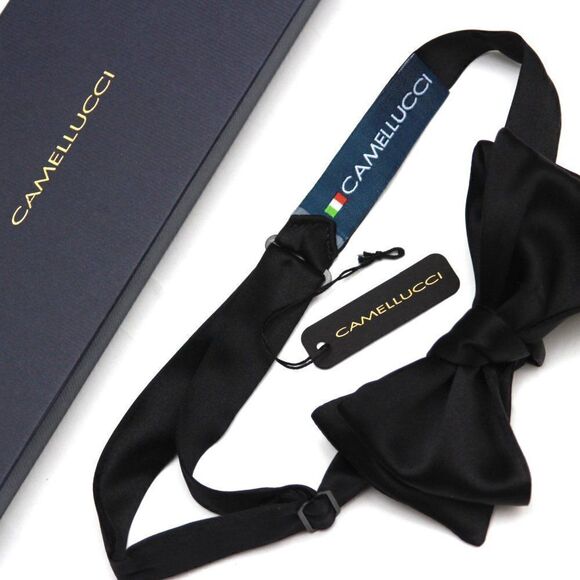 Men's bow‎ tie 100%Silk Charmeuse Black Self tied Bow tie Small AD2023 - Picture 5 of 15